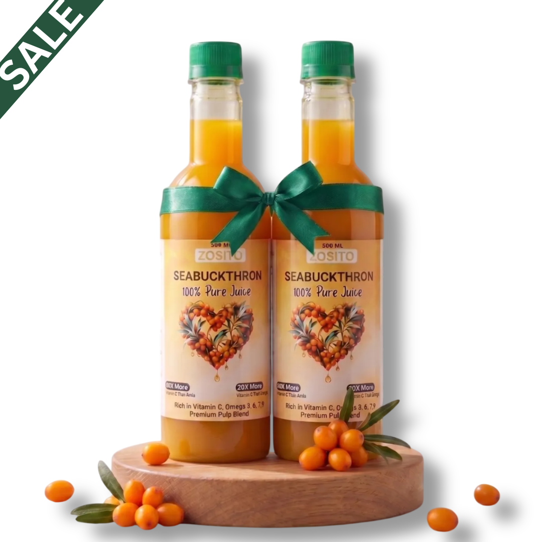 Zosito Sea Buckthorn Juice 1 Litre – 99% Pure Himalayan Berry | Rich in Vitamin C, Omega 3, 6, 7 & 9